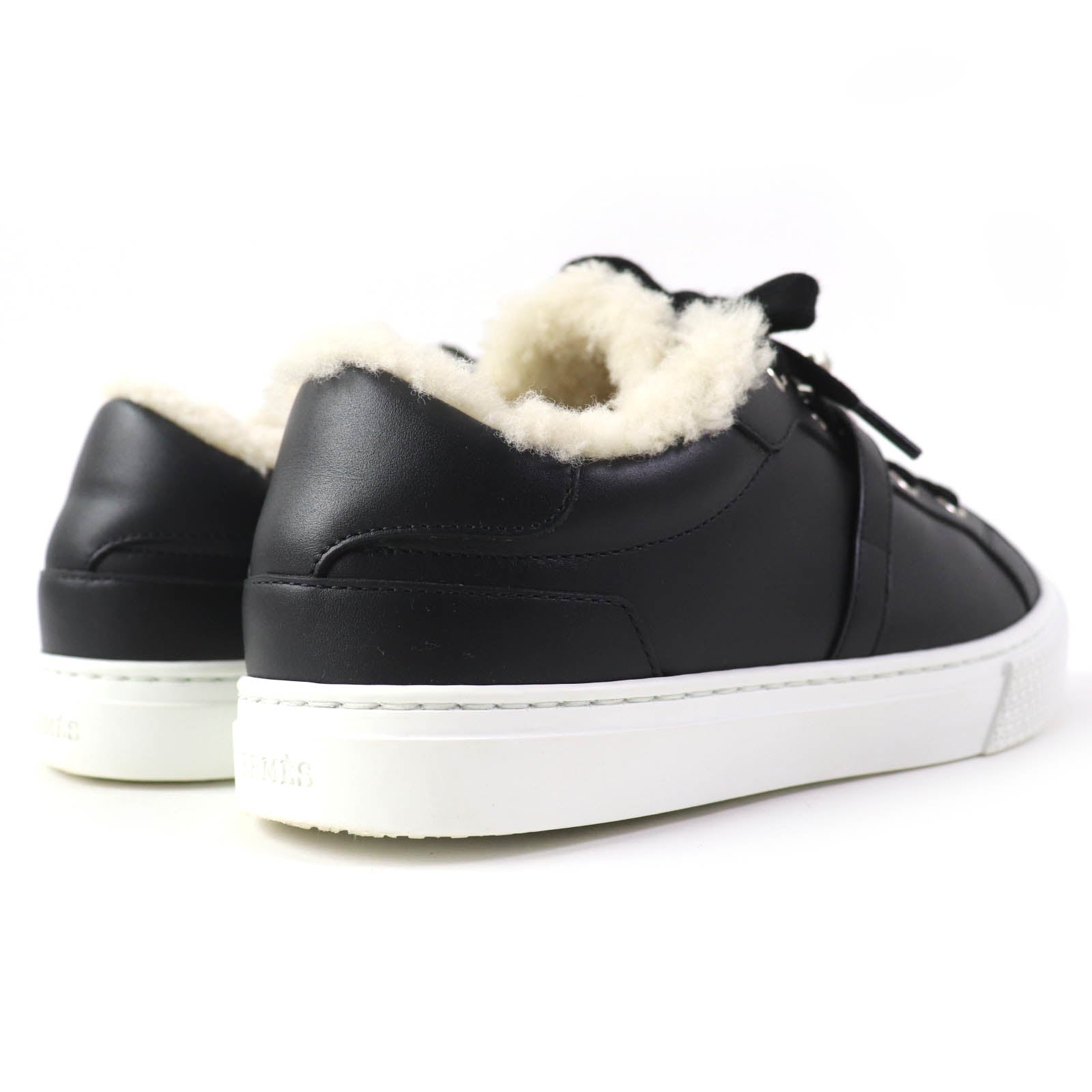 Hermes Kelly Buckle Sheepskin Sneakers Black