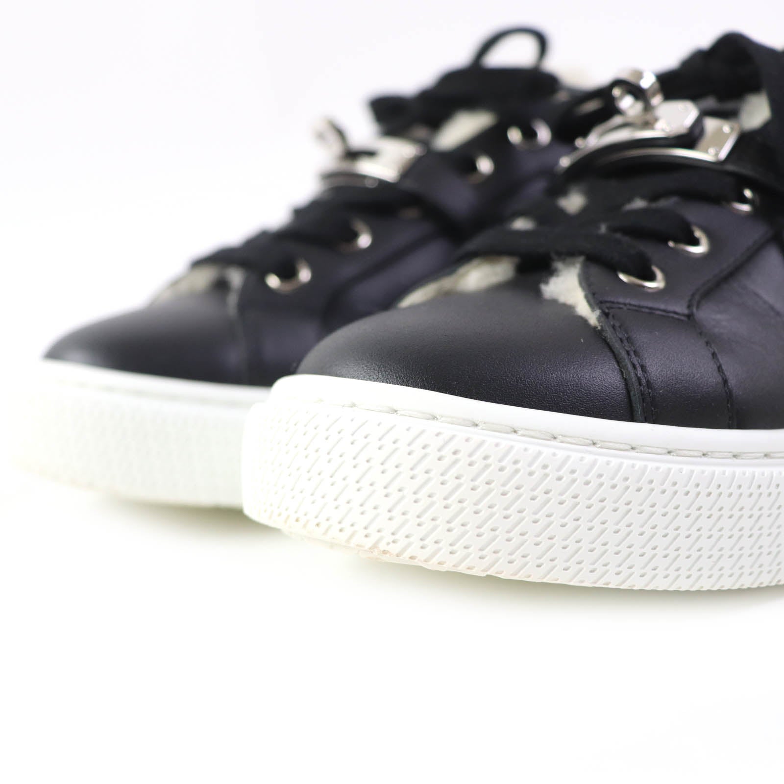 Hermes Kelly Buckle Sheepskin Sneakers Black