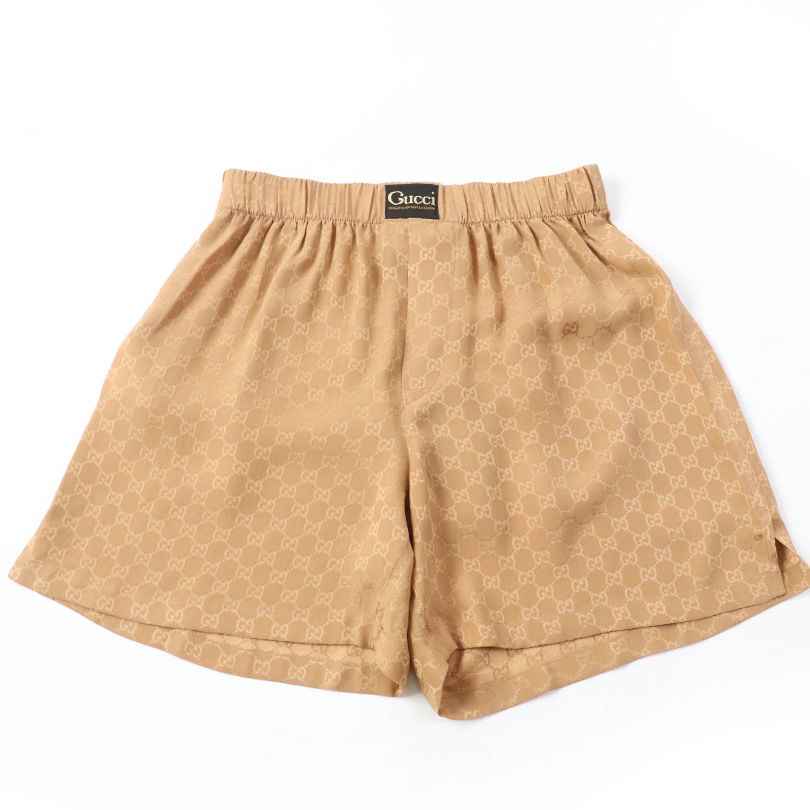 GUCCI Silk Polyester GG Pattern Shorts Brown XS