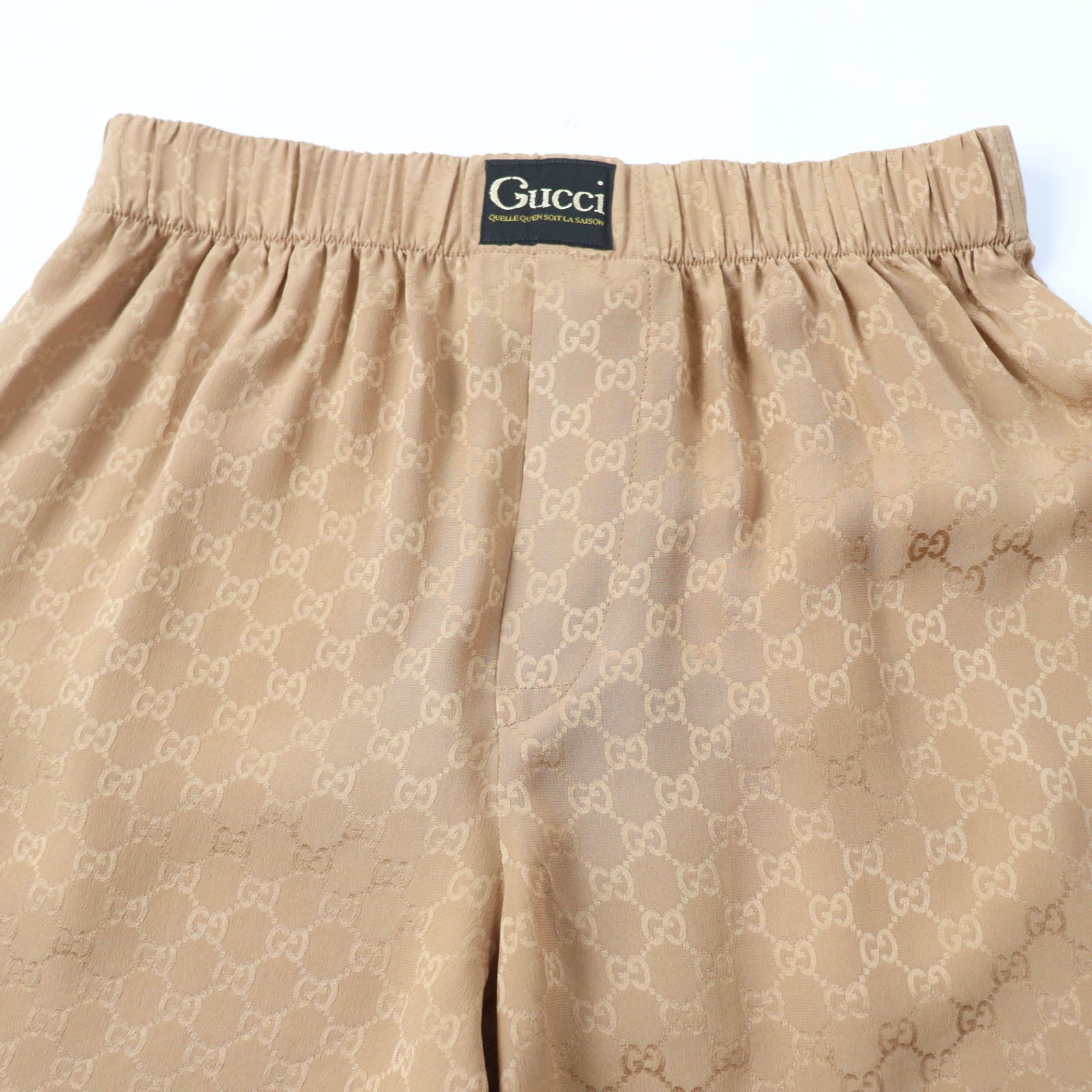 GUCCI Silk Polyester GG Pattern Shorts Brown XS