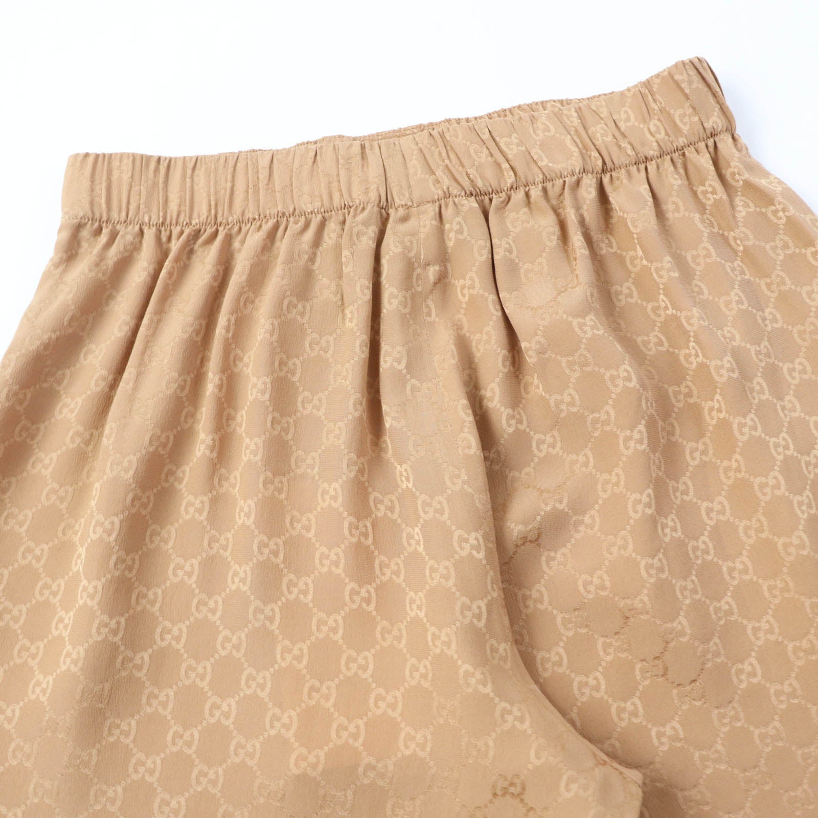 GUCCI Silk Polyester GG Pattern Shorts Brown XS