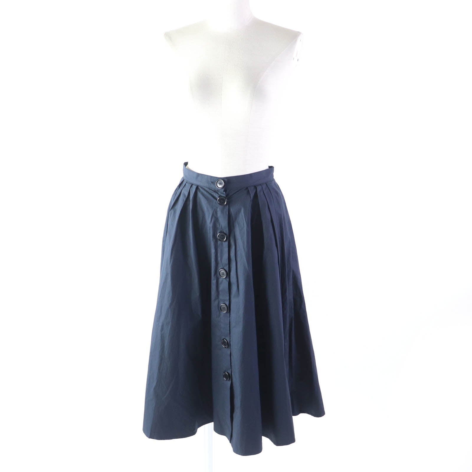 Plan C Cotton Flare Skirt Navy 36 Women