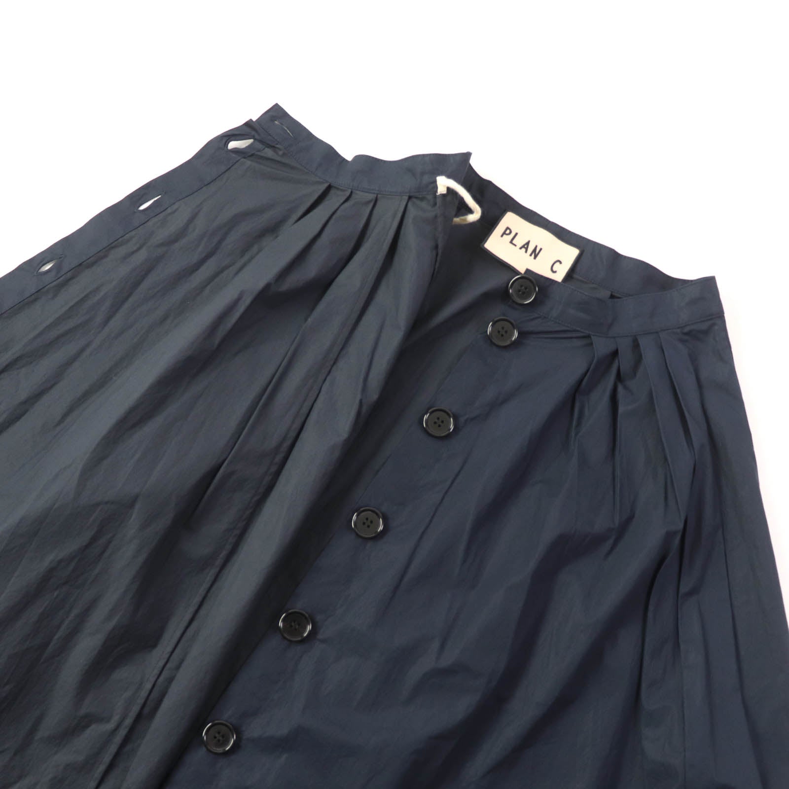 Plan C Cotton Flare Skirt Navy 36 Women