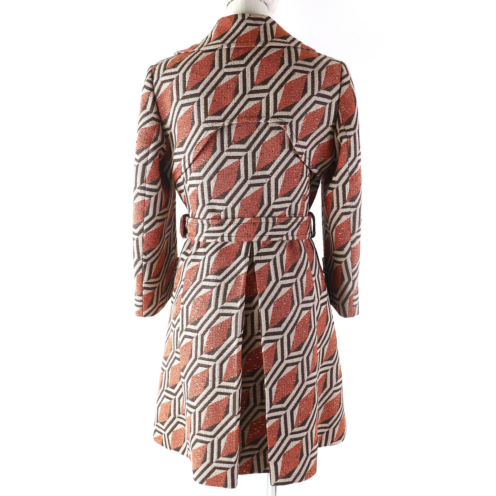 Gucci Interlocking G Print Belted Coat Orange Brown