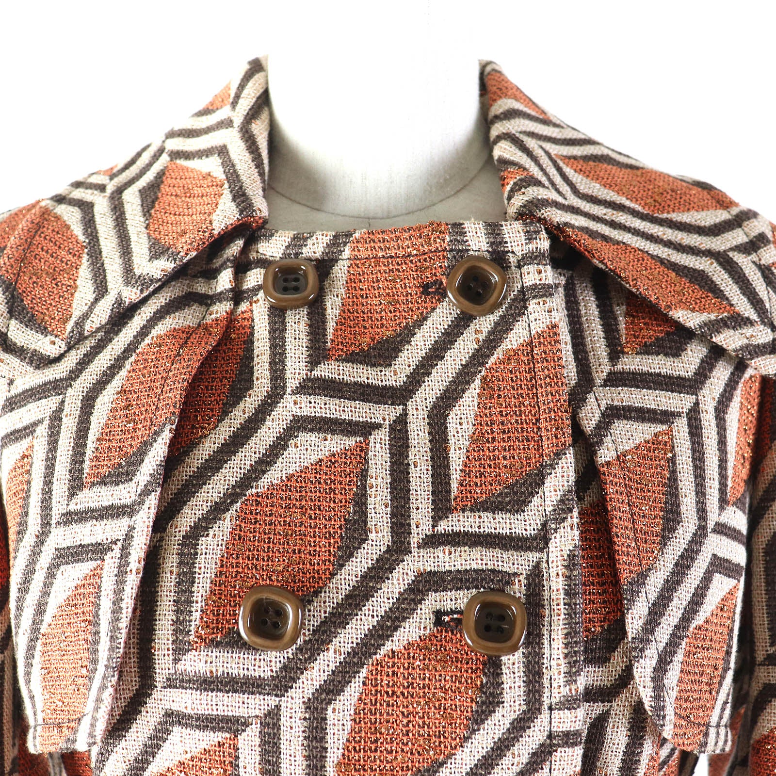 Gucci Interlocking G Print Belted Coat Orange Brown