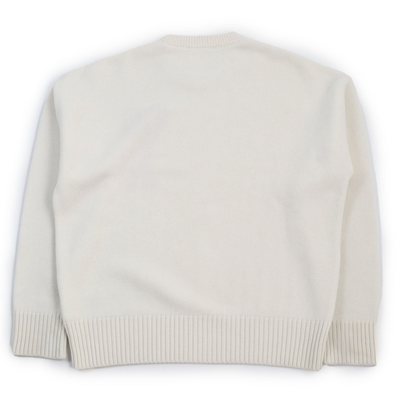 AMI Paris Wool Heart Logo Knit Sweater Ivory M