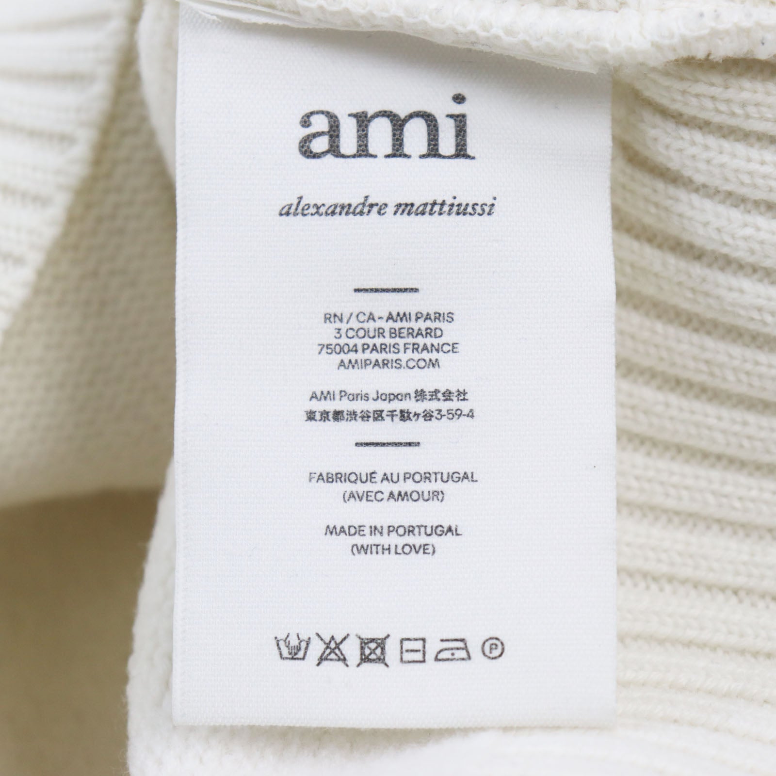 AMI Paris Wool Heart Logo Knit Sweater Ivory M