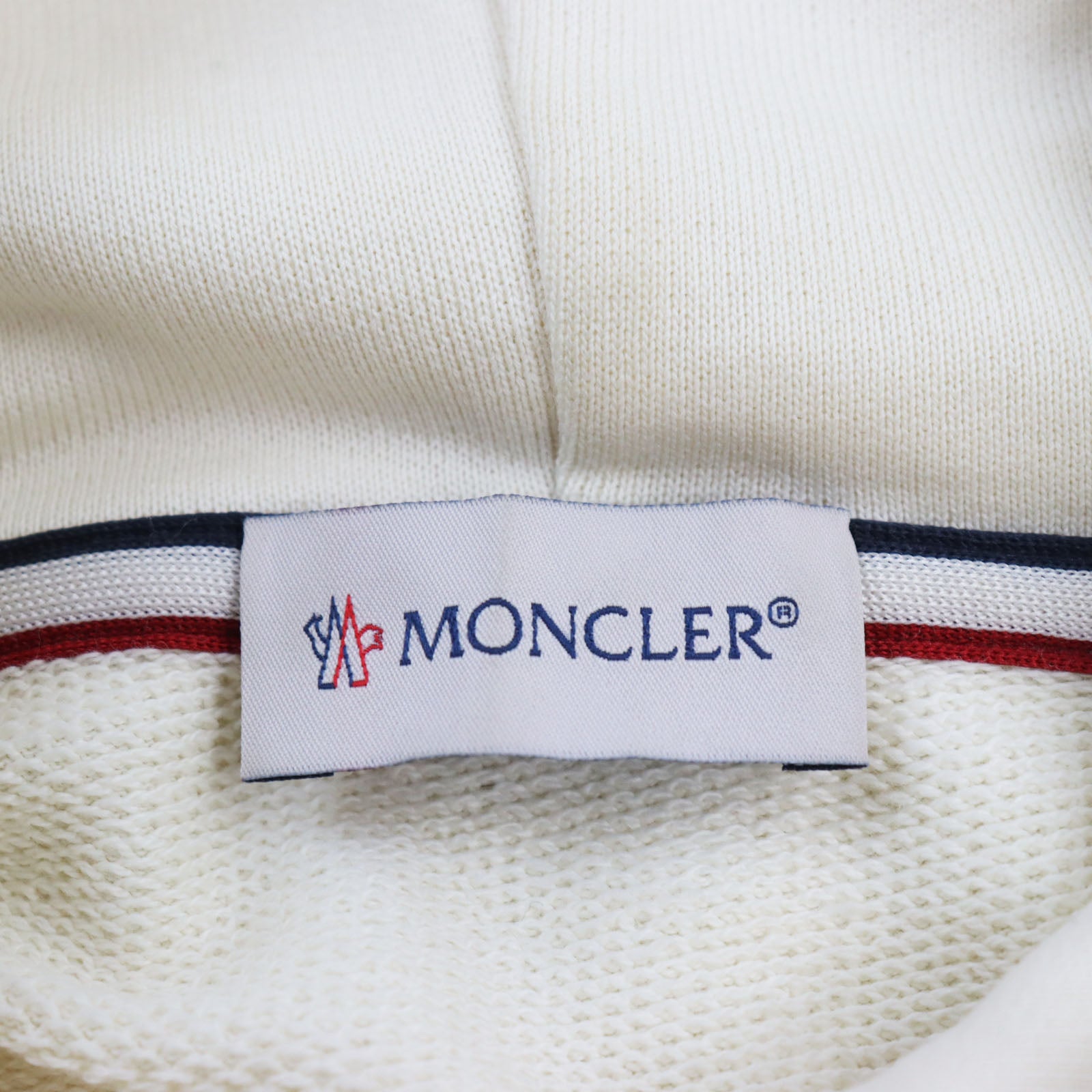 Moncler Cotton Pullover Hoodie Sweatshirt Ivory L