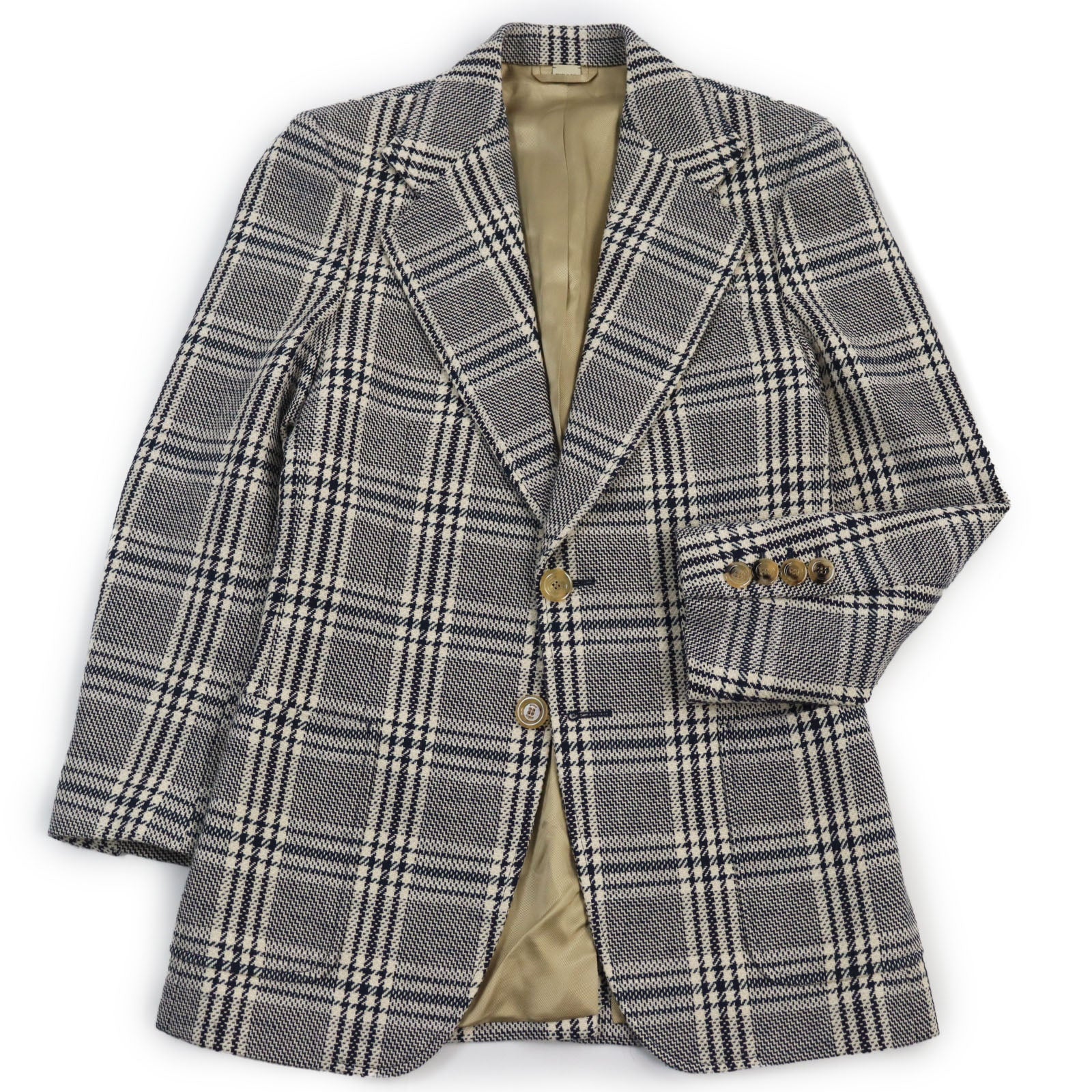 GUCCI HA HA HA Check Jacket Wool Cotton Linen Blend