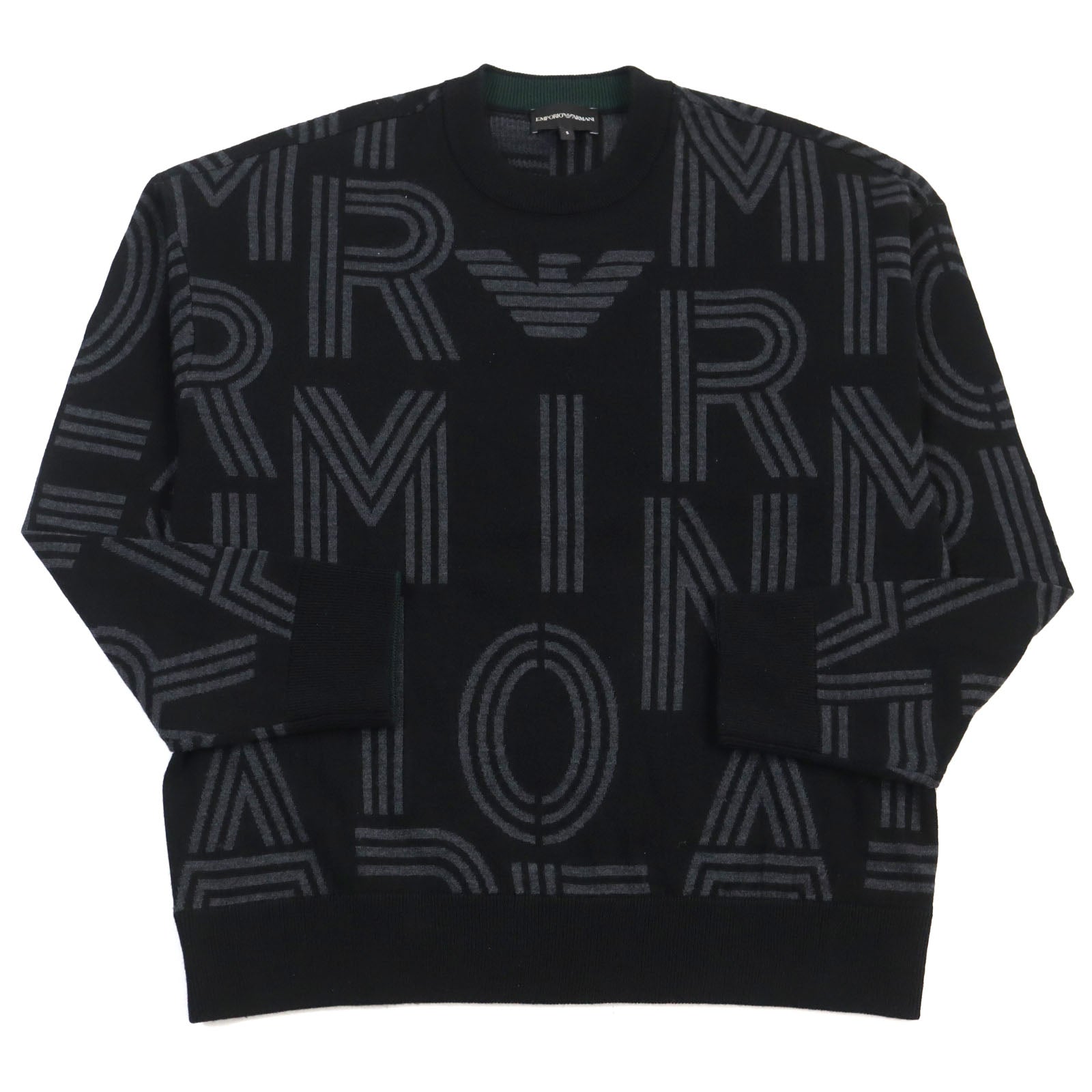 Emporio Armani Wool Acrylic Crew Neck Knit Black S