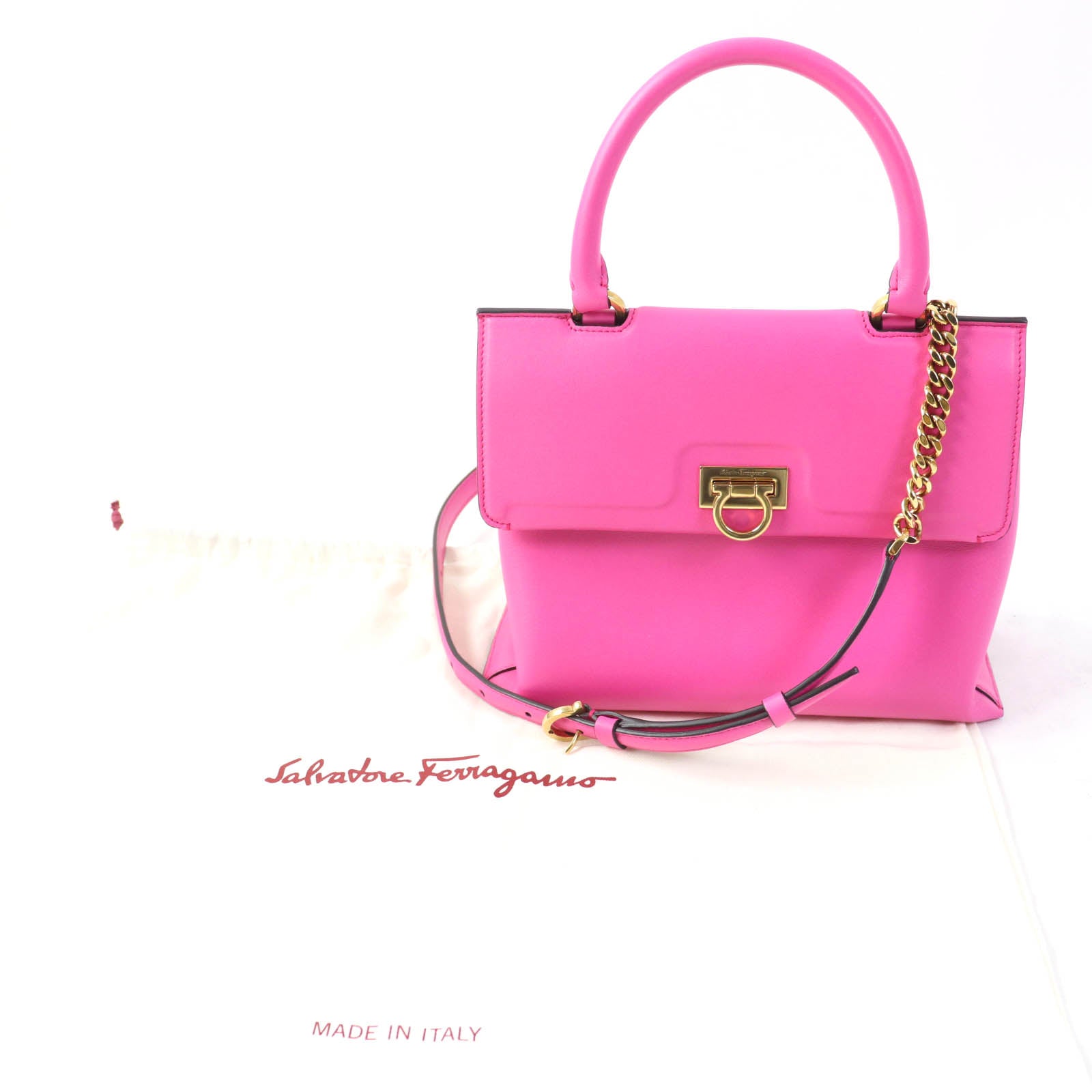 Salvatore Ferragamo Trifolio Gancini 2WAY Leather Handbag