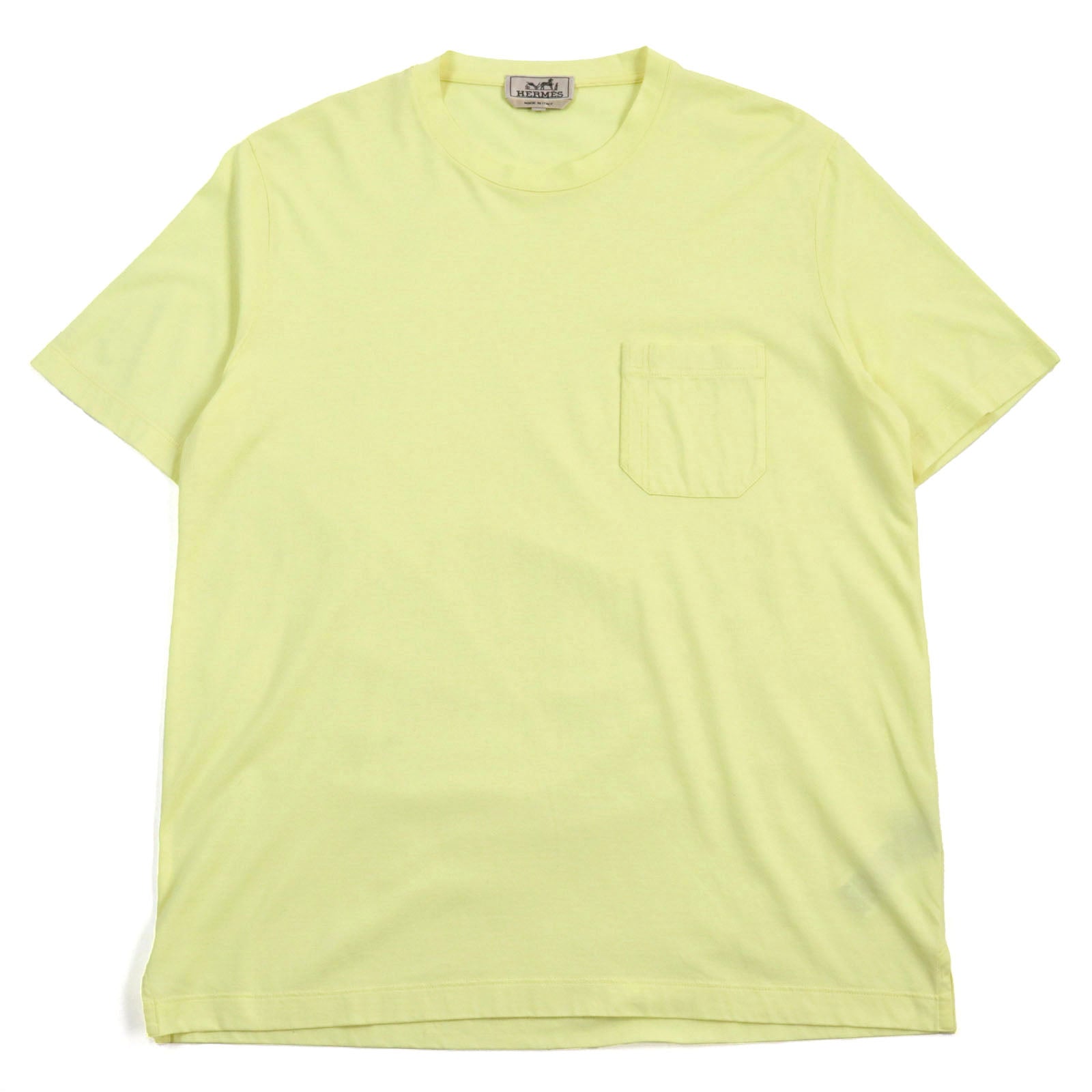 Hermes H Logo Cotton Crew Neck T-shirt Yellow L