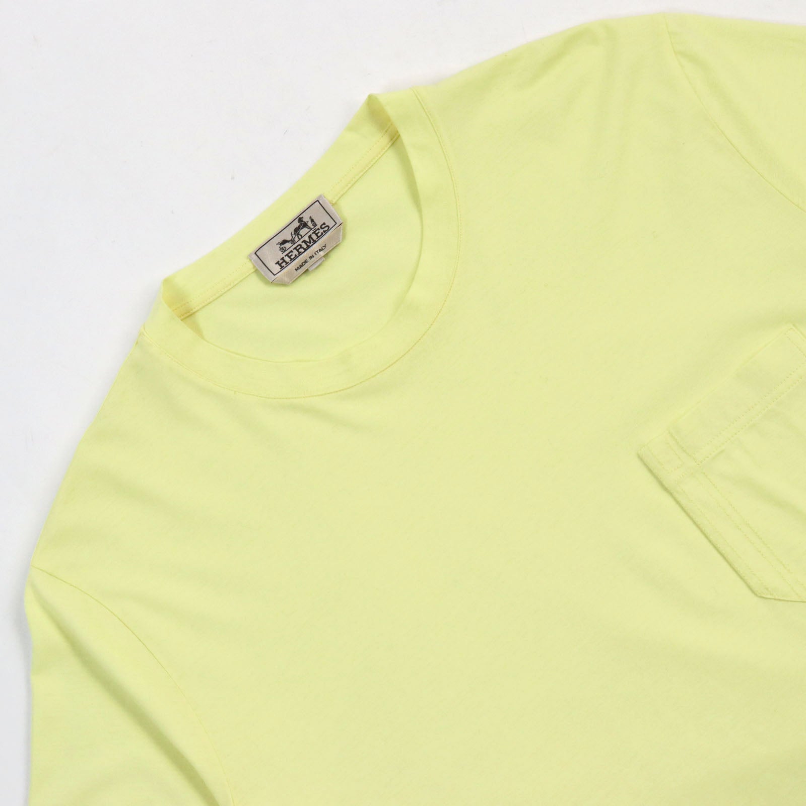 Hermes H Logo Cotton Crew Neck T-shirt Yellow L