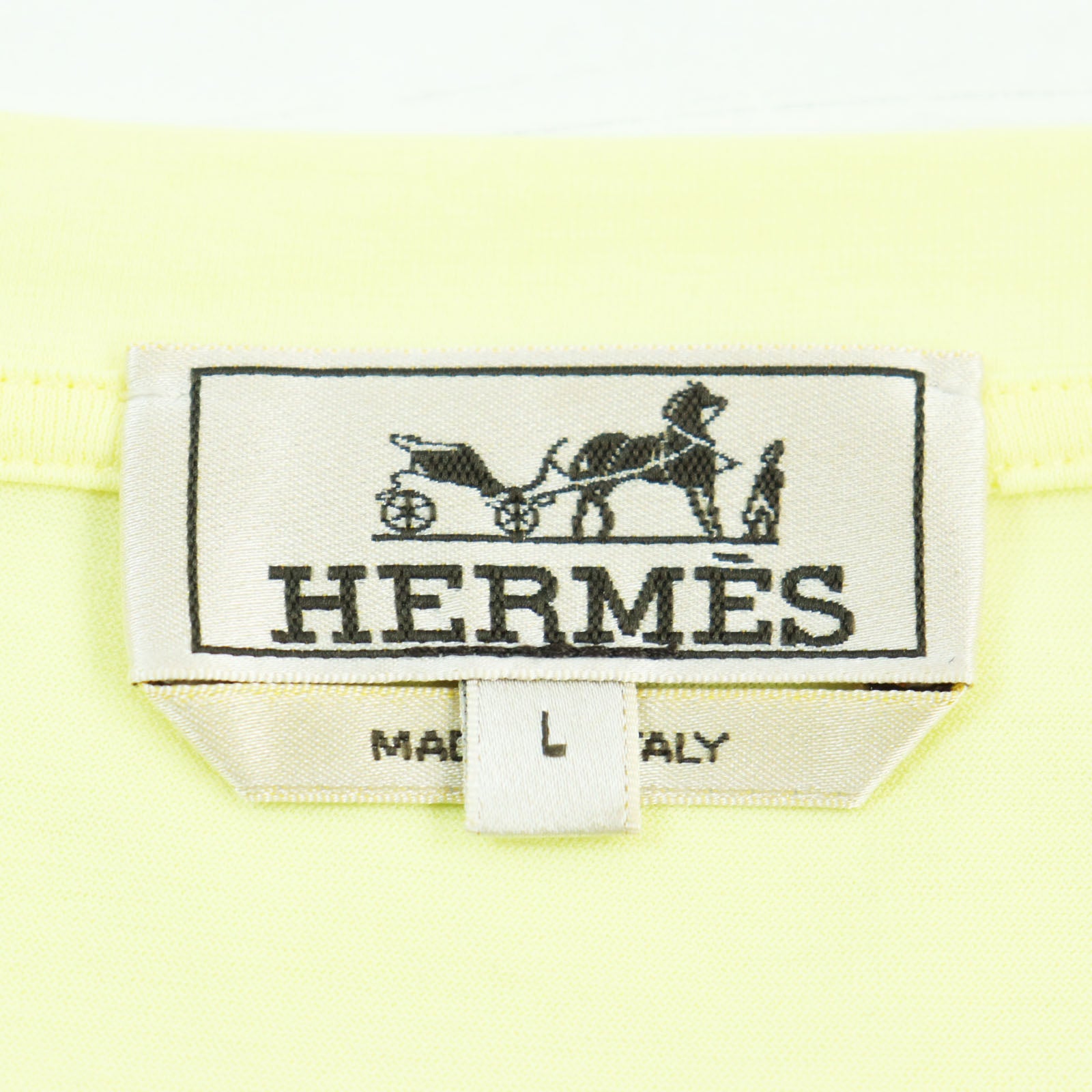 Hermes H Logo Cotton Crew Neck T-shirt Yellow L