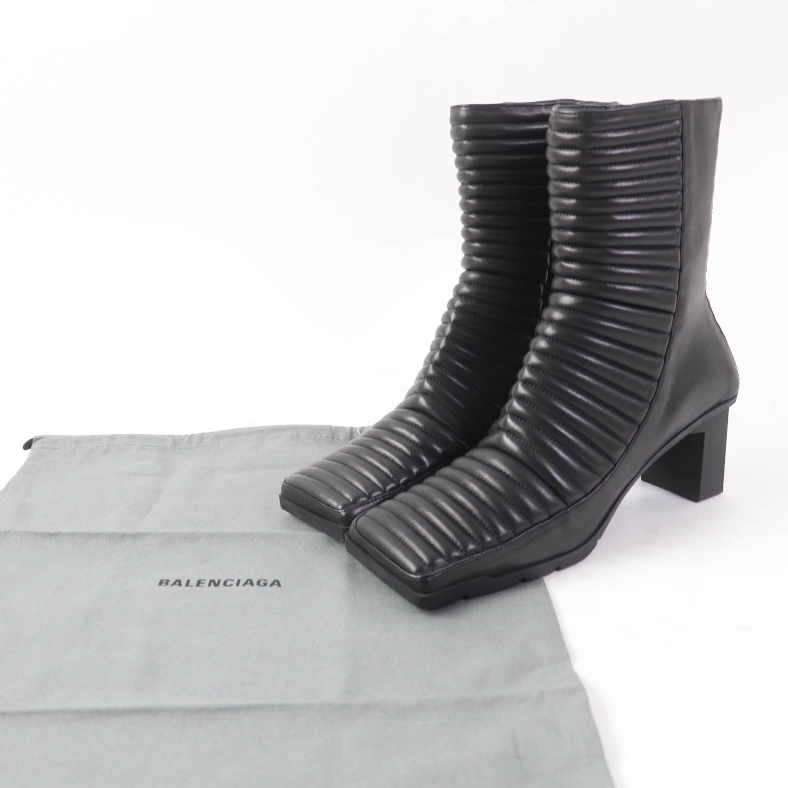 Balenciaga Quilted Leather Ankle Boots Black 38