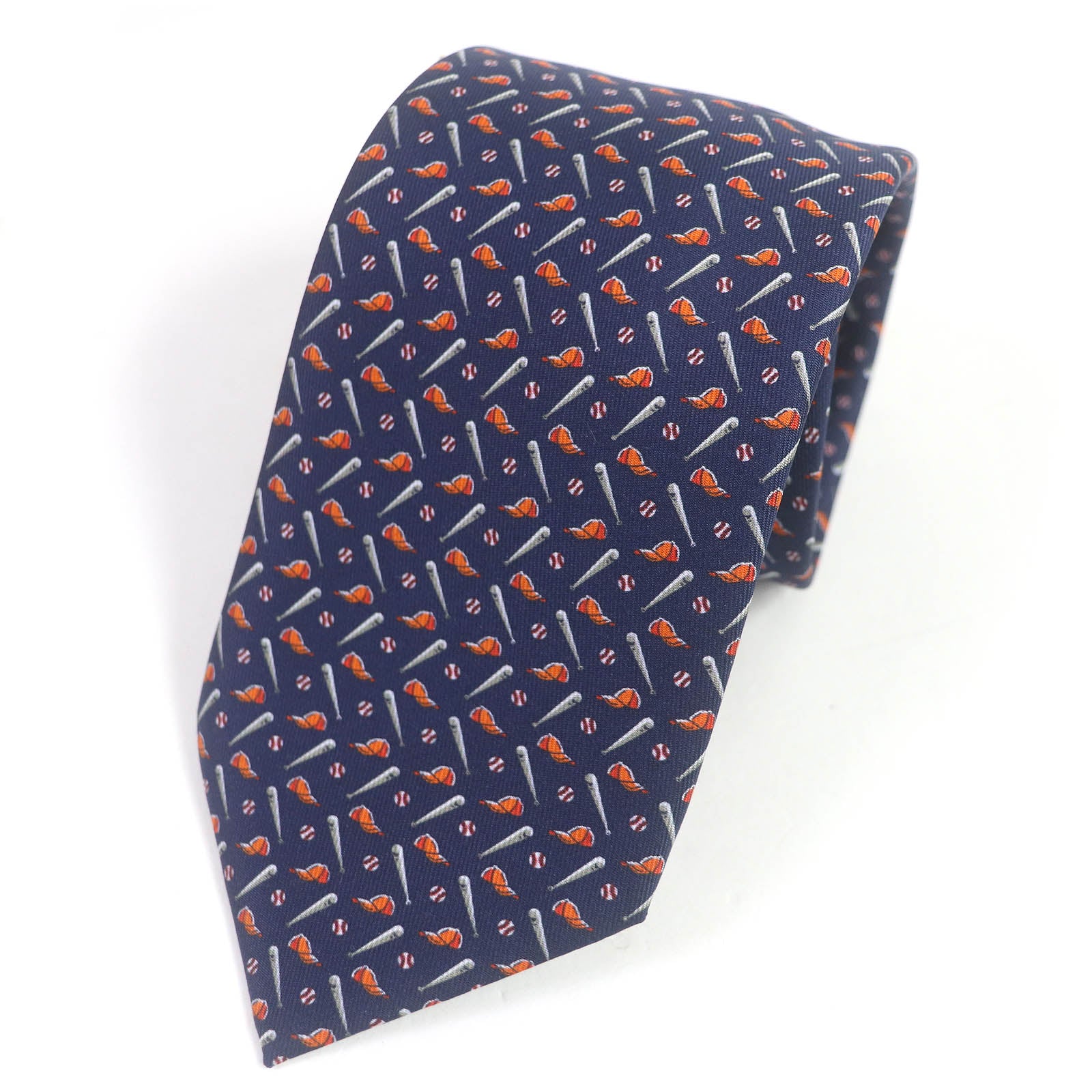 HERMES Silk Baseball Pattern Tie