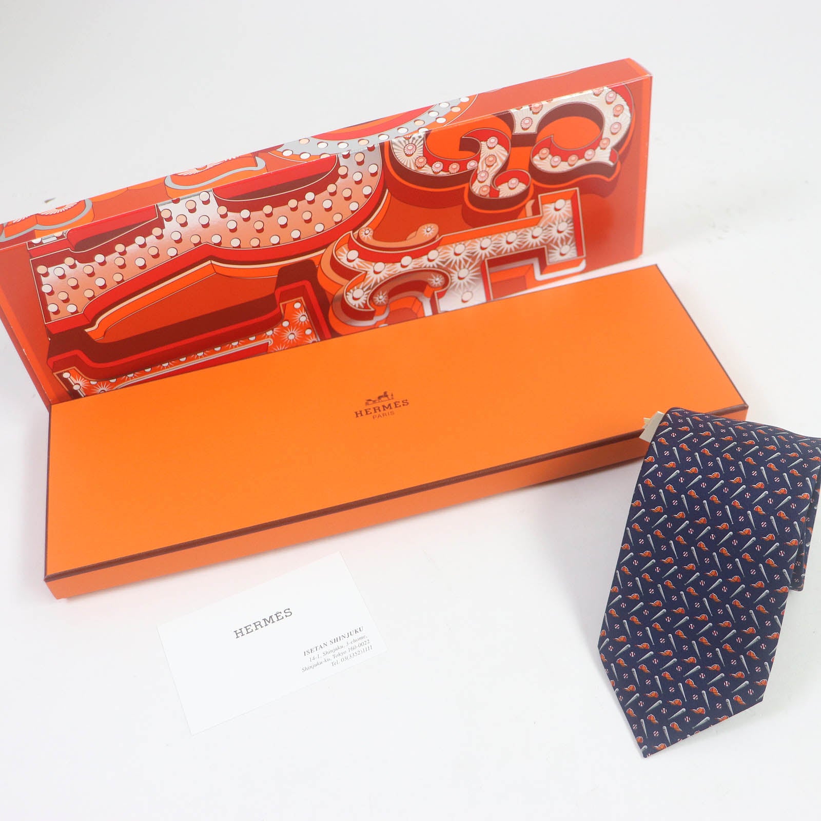 HERMES Silk Baseball Pattern Tie