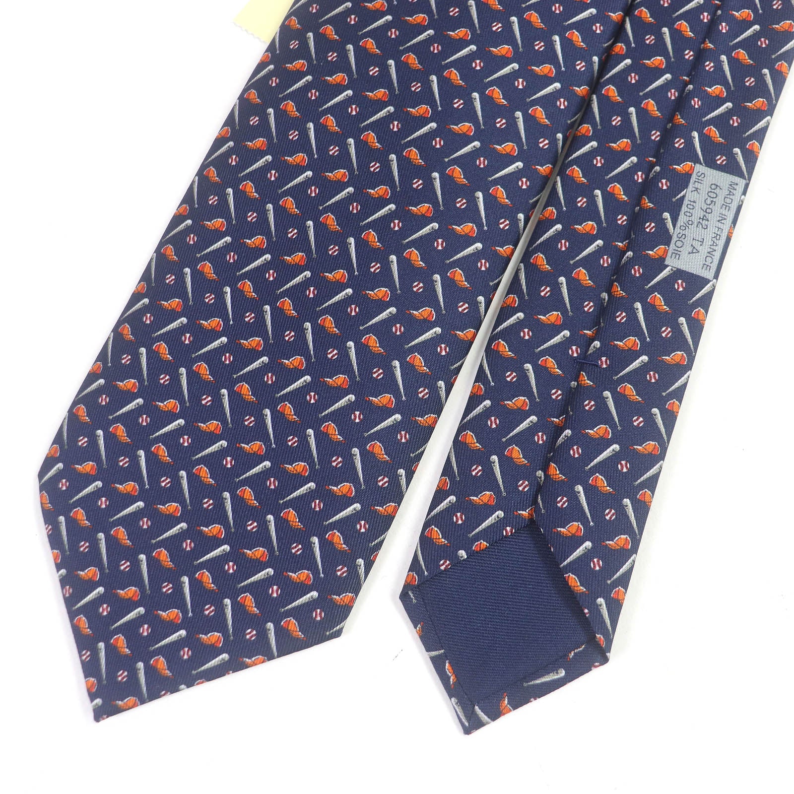 HERMES Silk Baseball Pattern Tie