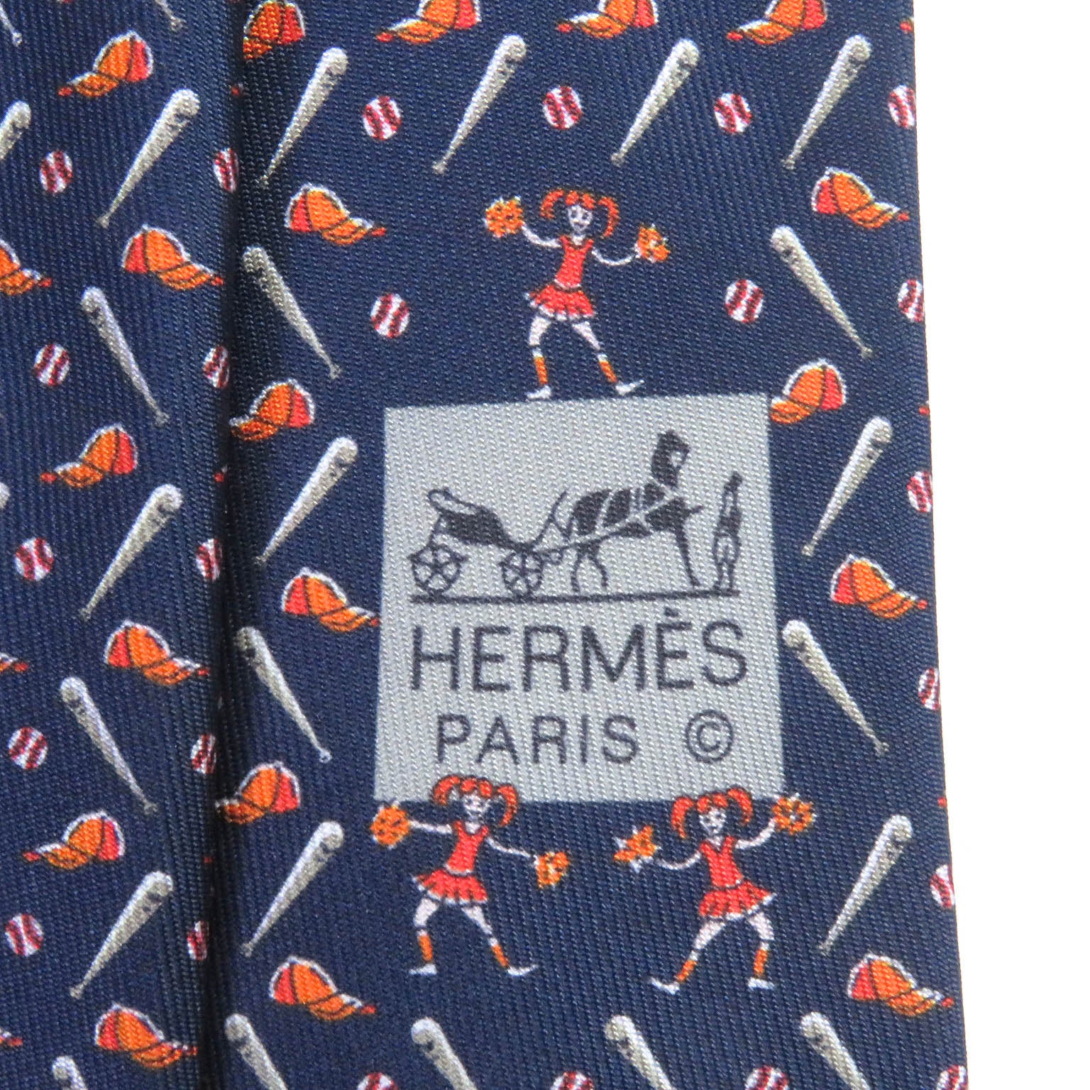 HERMES Silk Baseball Pattern Tie