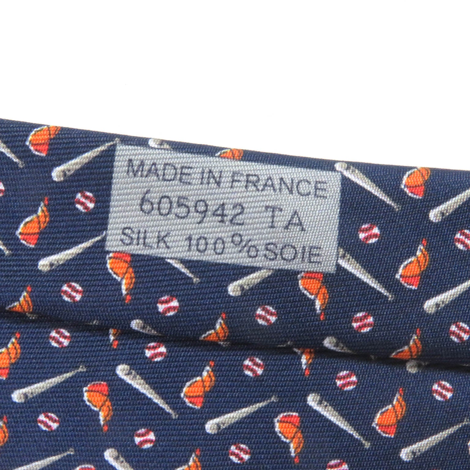 HERMES Silk Baseball Pattern Tie