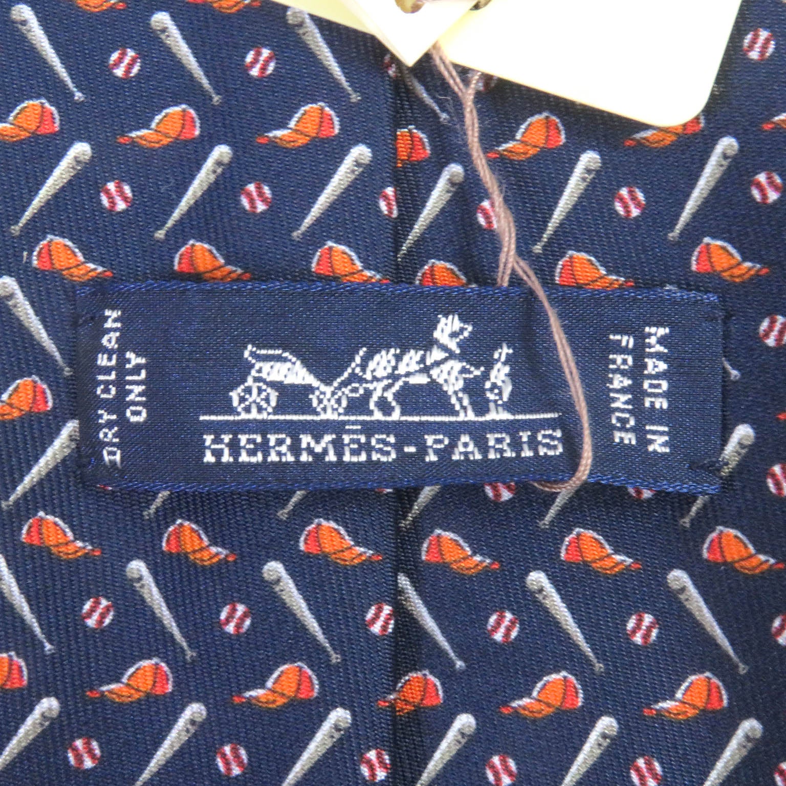 HERMES Silk Baseball Pattern Tie