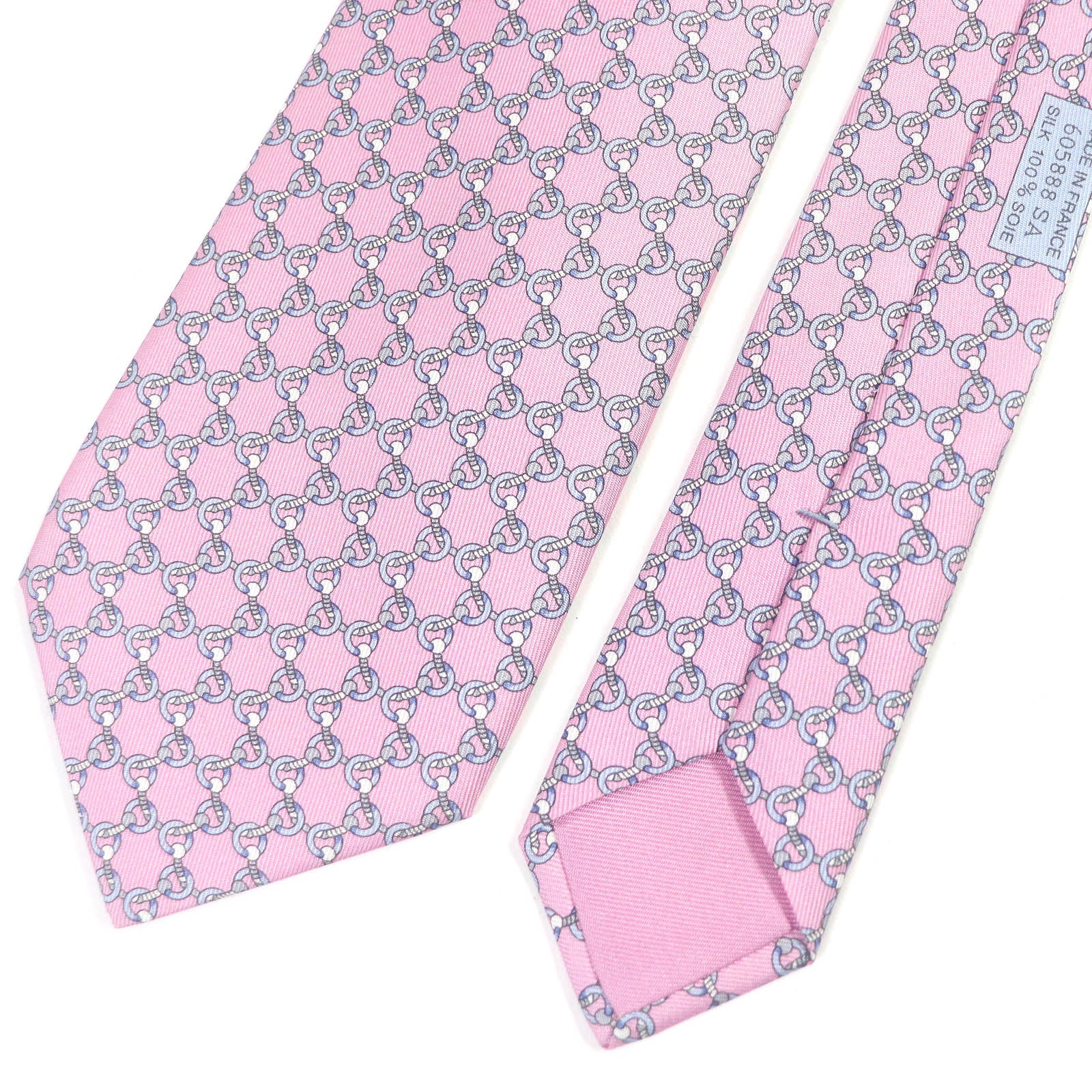 HERMES Silk Chain Pattern Cravat Tie