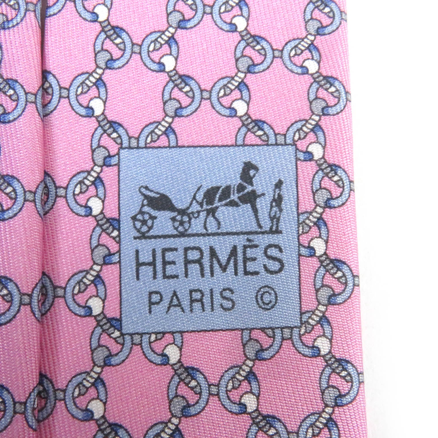 HERMES Silk Chain Pattern Cravat Tie