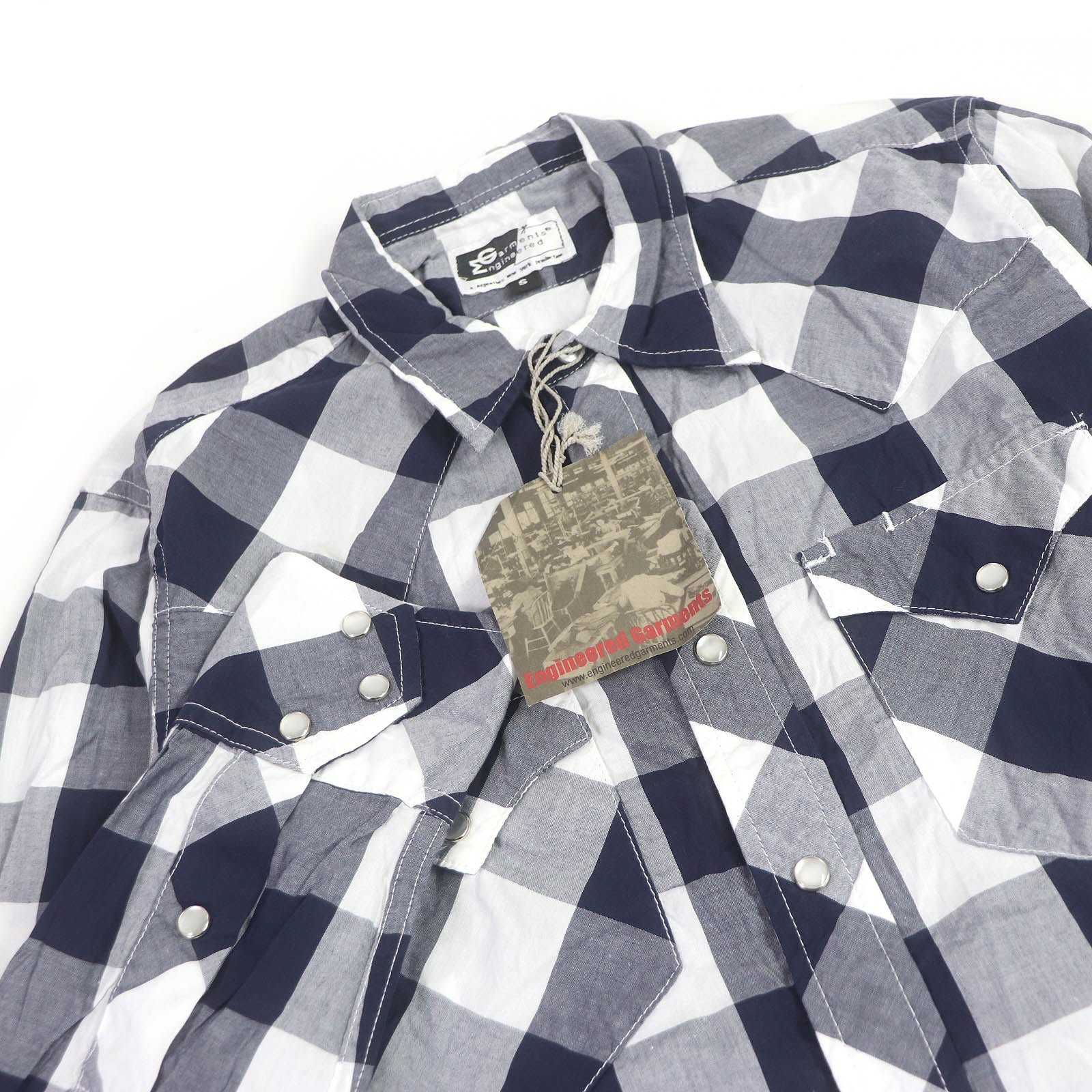 Cotton Check Western Shirt Navy S