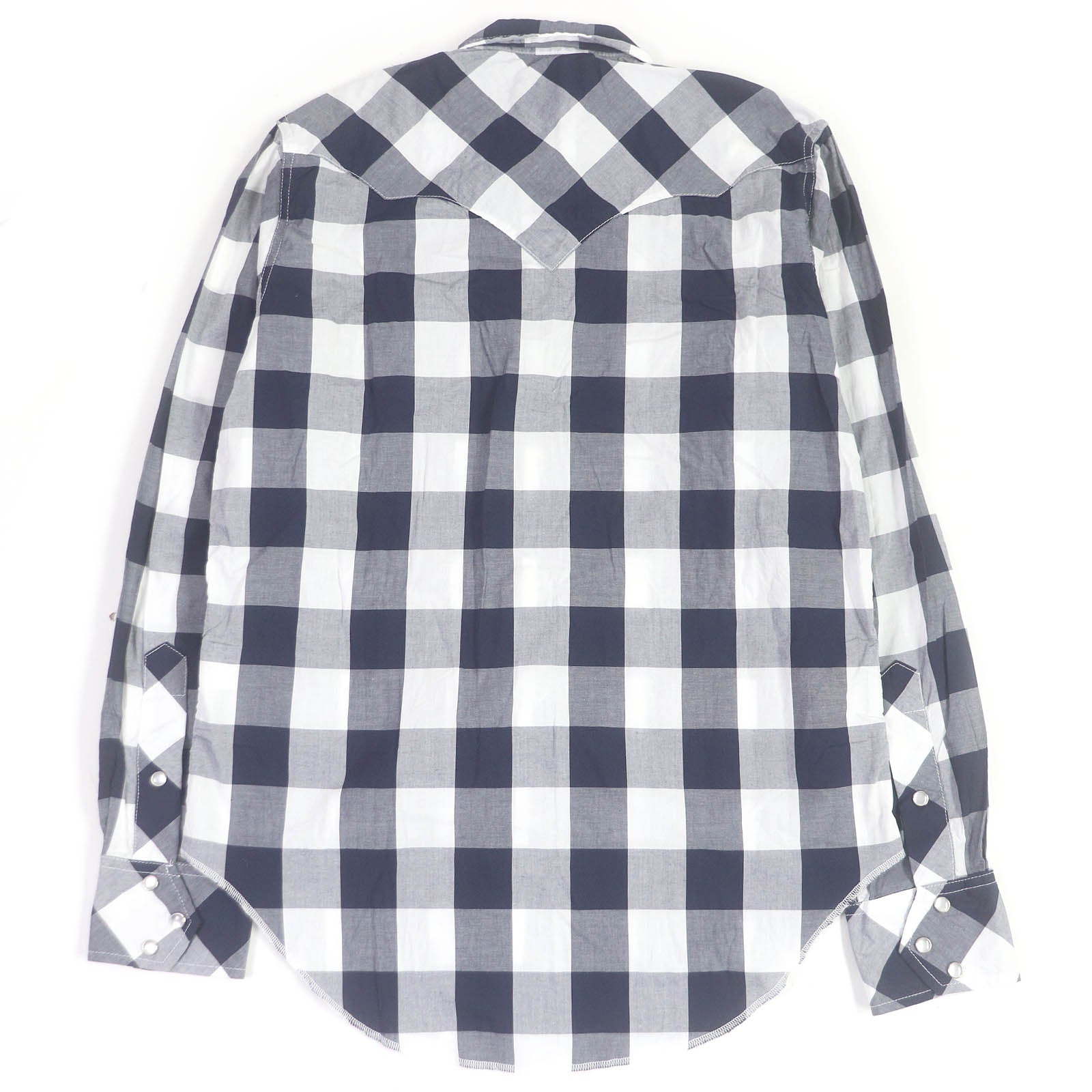 Cotton Check Western Shirt Navy S