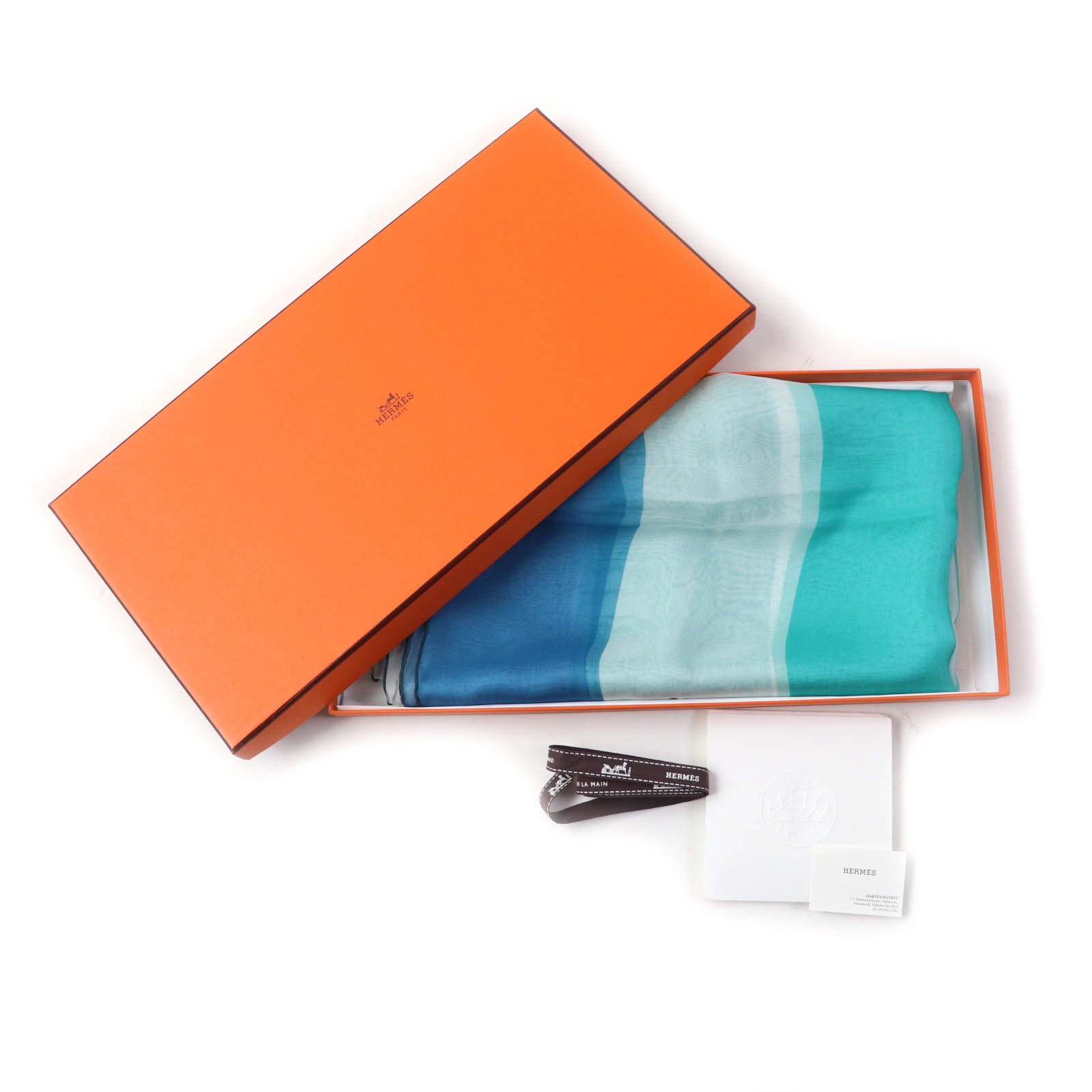 HERMES Silk Muslin Chiffon Stole Multicolor