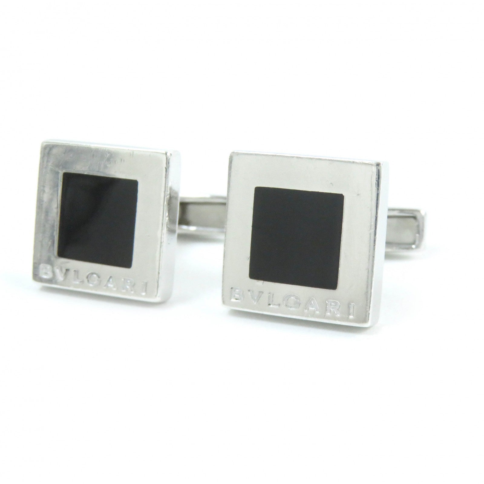 Bvlgari SV925 Onyx Square Logo Cufflinks