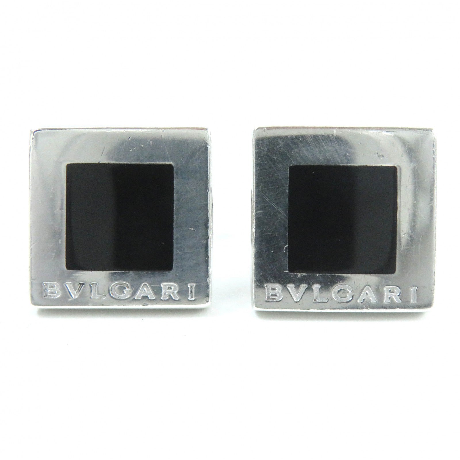 Bvlgari SV925 Onyx Square Logo Cufflinks