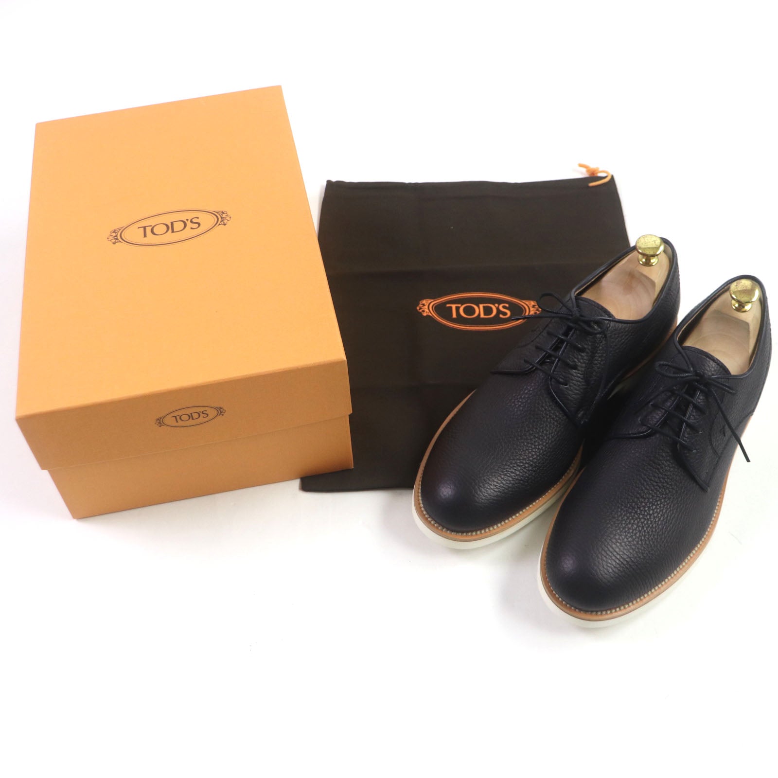 Tod's Leather Derby Shoes Dark Navy 9.5