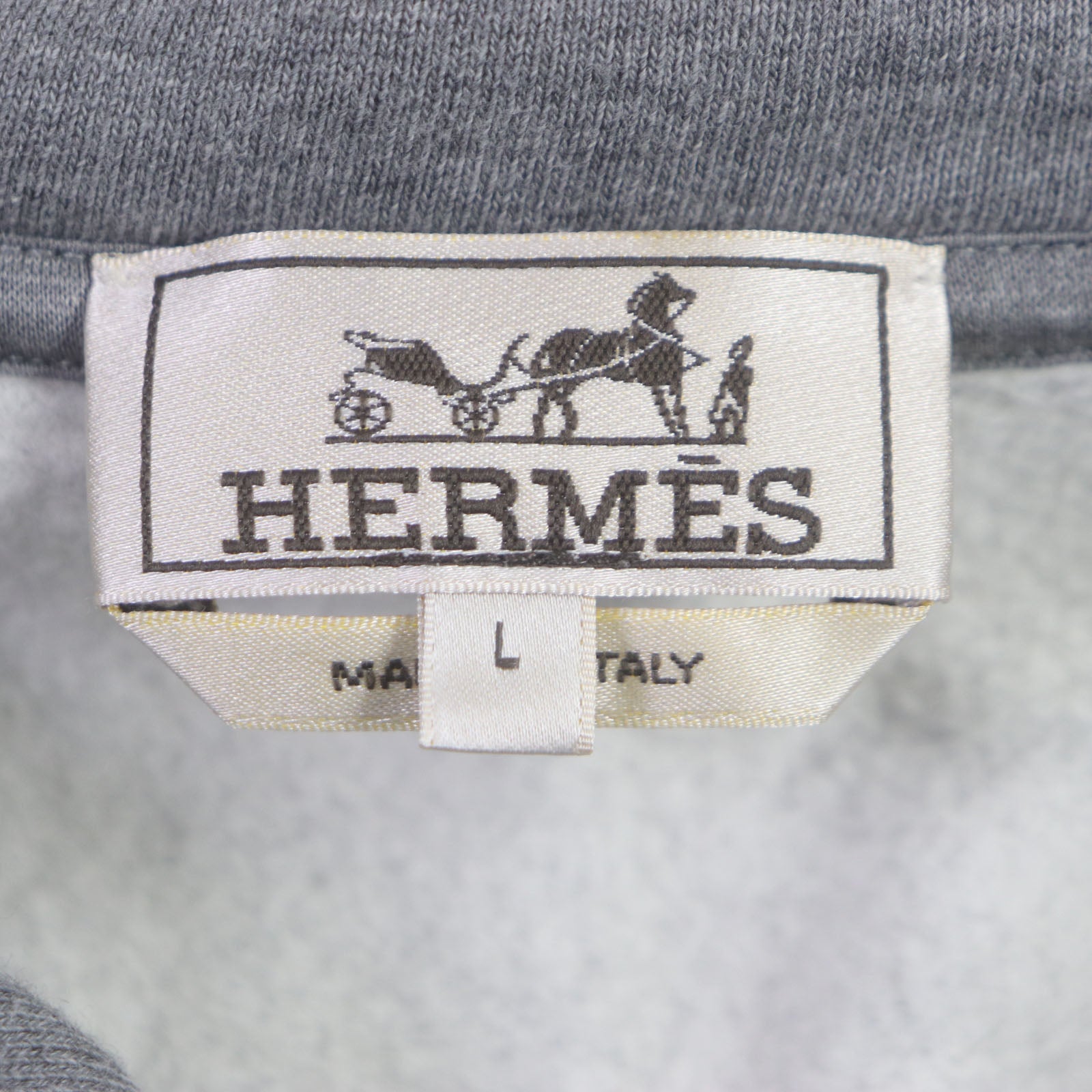 HERMES Lamb Leather Horse Hoodie Gray L