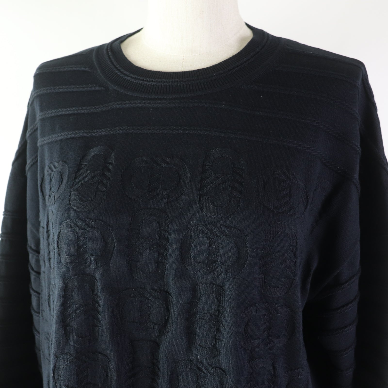 Hermes Silk Cotton Pullover Knit Black 40