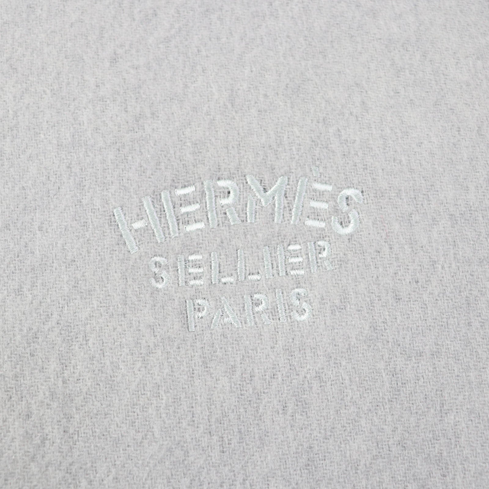 HERMES Cashmere Large Shawl Ice Blue Navy