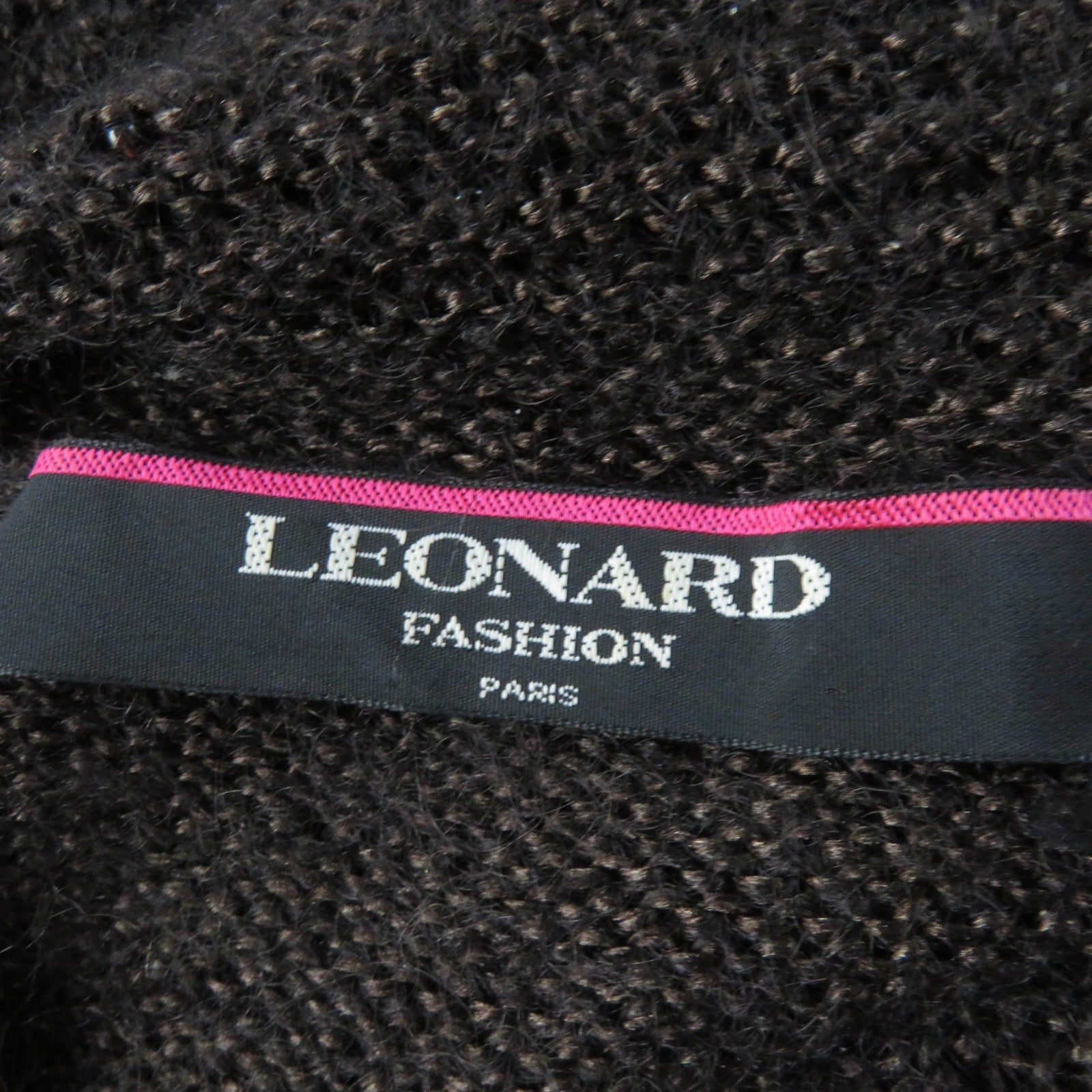 LEONARD Silk Mohair Floral Knit Sweater Brown LL