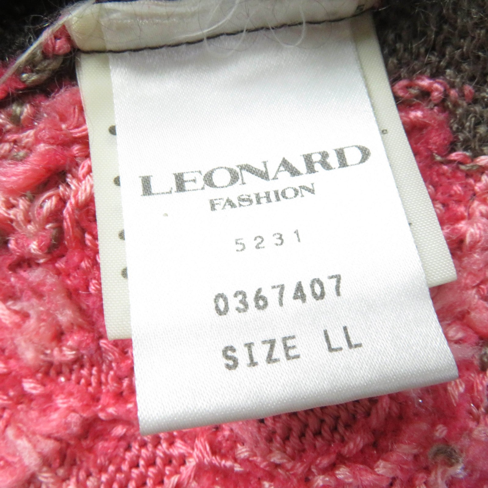 LEONARD Silk Mohair Floral Knit Sweater Brown LL