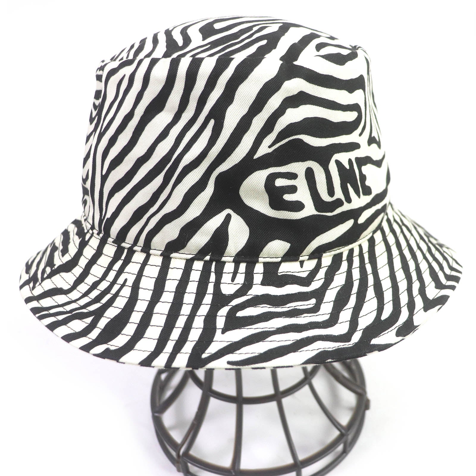 Celine Zebra Logo Bucket Hat White Black L