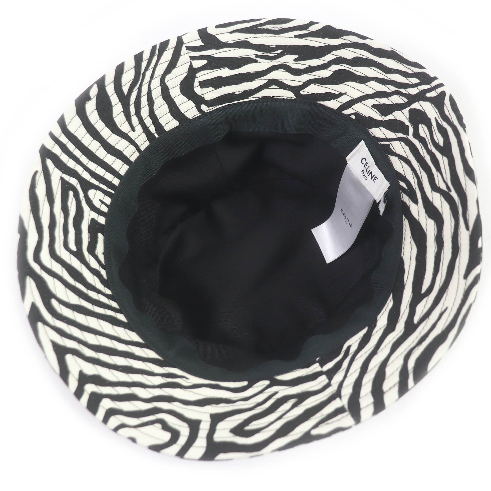 Celine Zebra Logo Bucket Hat White Black L