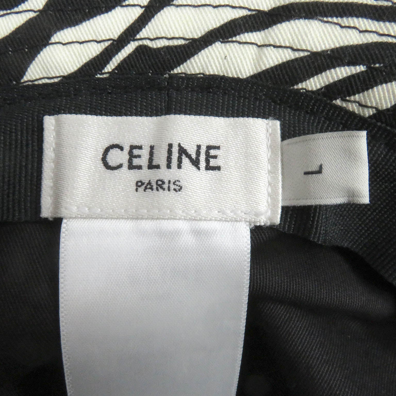 Celine Zebra Logo Bucket Hat White Black L