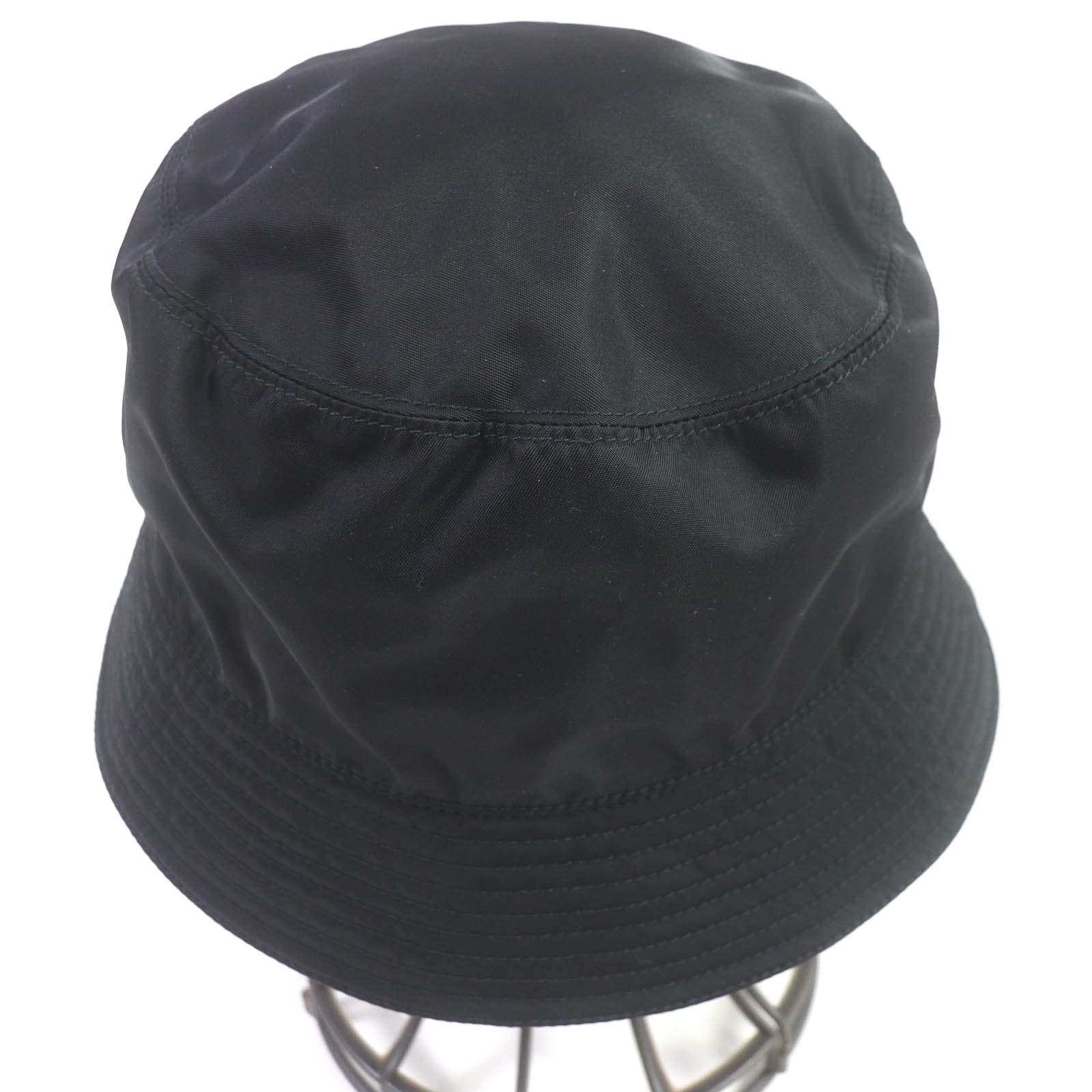 Prada Re-Nylon Triangle Logo Bucket Hat Black L