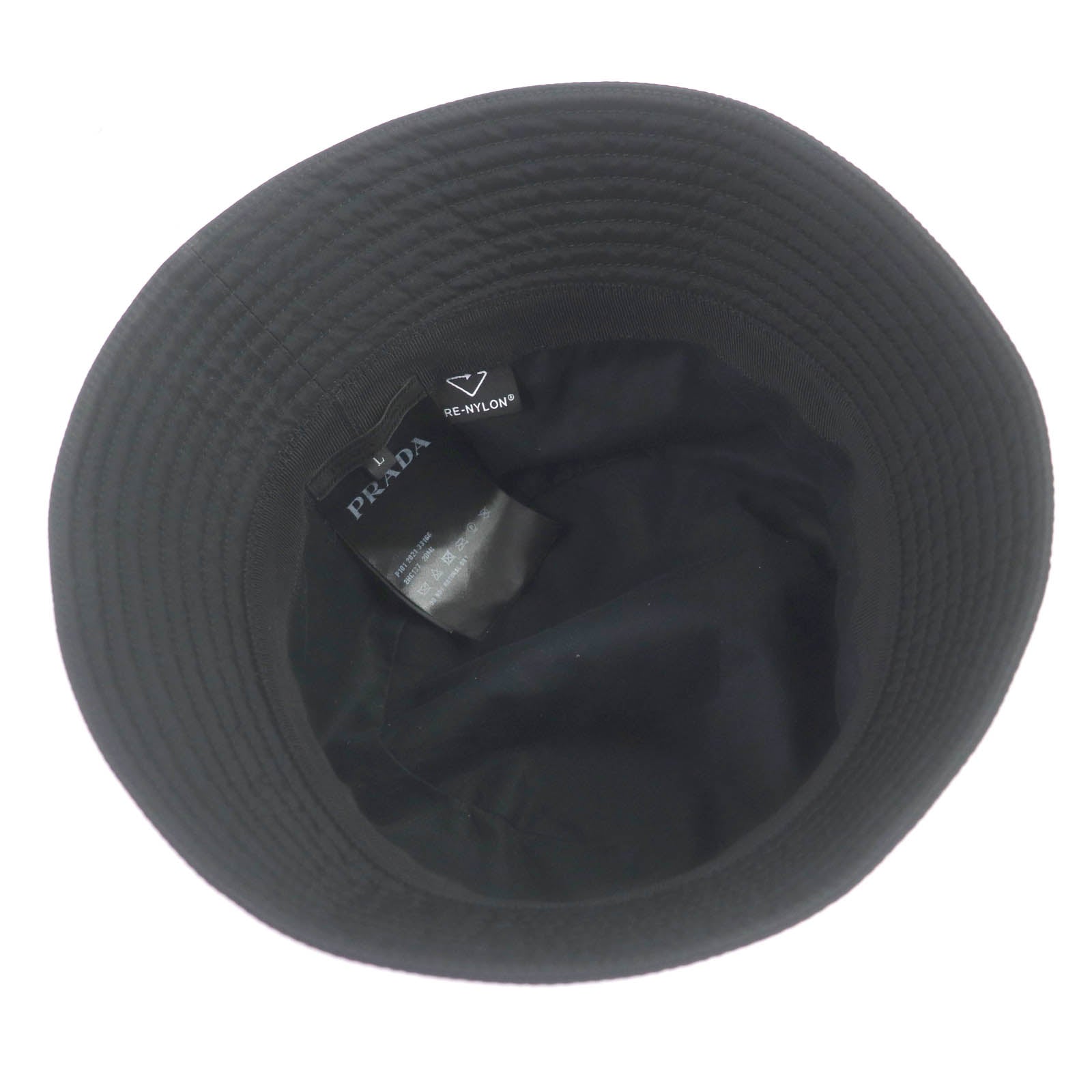 Prada Re-Nylon Triangle Logo Bucket Hat Black L