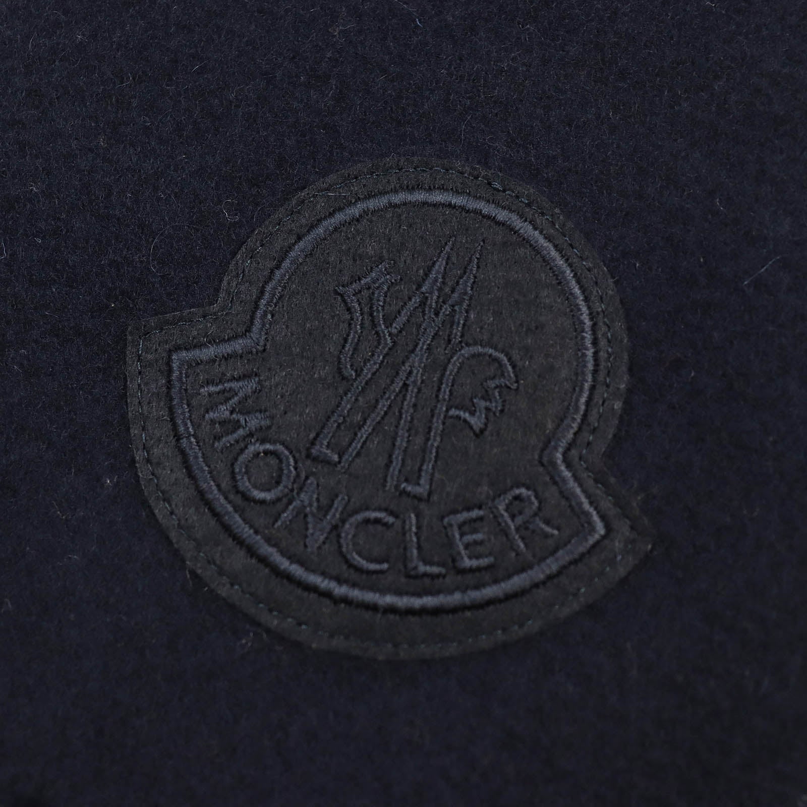 Moncler Wool Logo Patch Fringe Shawl Scarf