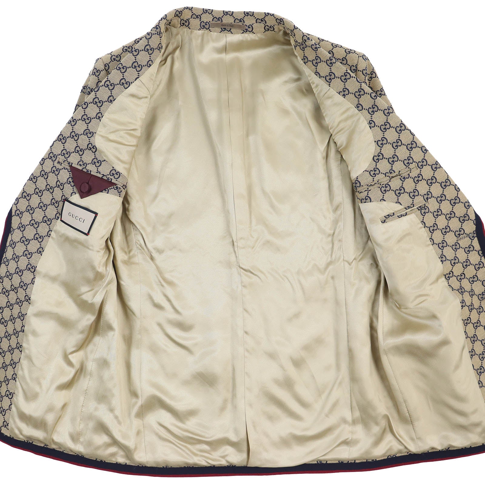 Gucci GG Canvas Jacket Beige Navy Red 48