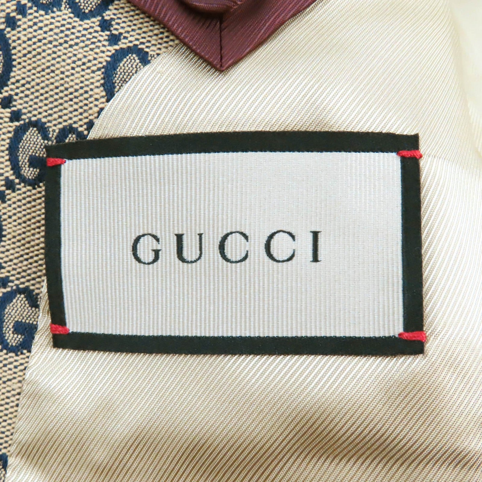 Gucci GG Canvas Jacket Beige Navy Red 48