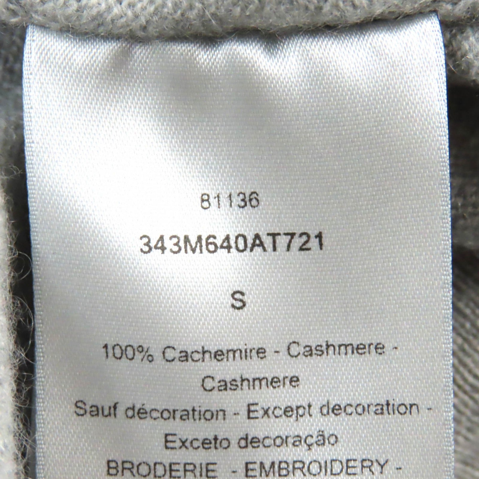 Dior Cashmere CD Interlace Knit Sweater Gray S