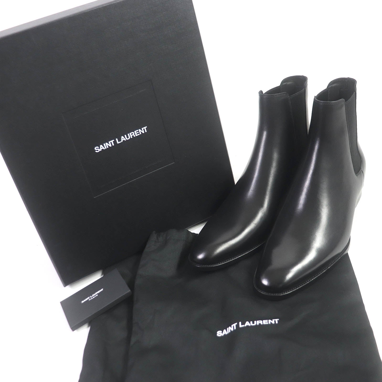 Saint Laurent Wyatt Chelsea Leather Boots Black 43