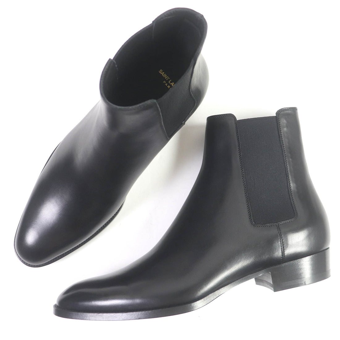 Saint Laurent Wyatt Chelsea Leather Boots Black