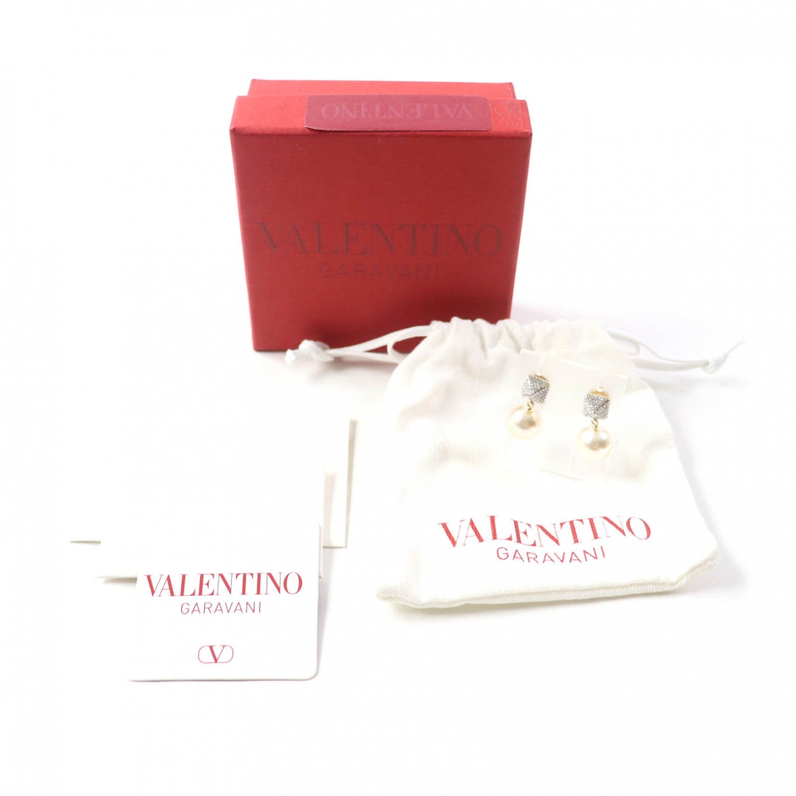 Valentino Rockstud Swarovski Crystal Pearl Earrings